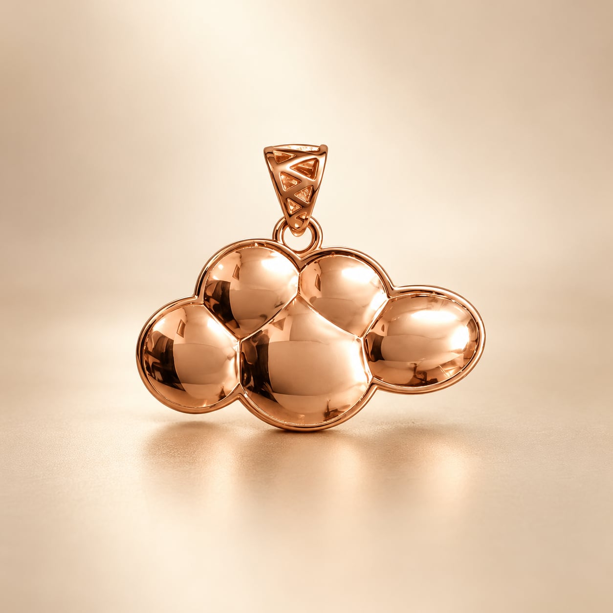 Cirrus Cloud 925 sterling silver pendant with polished rose gold finish, front view